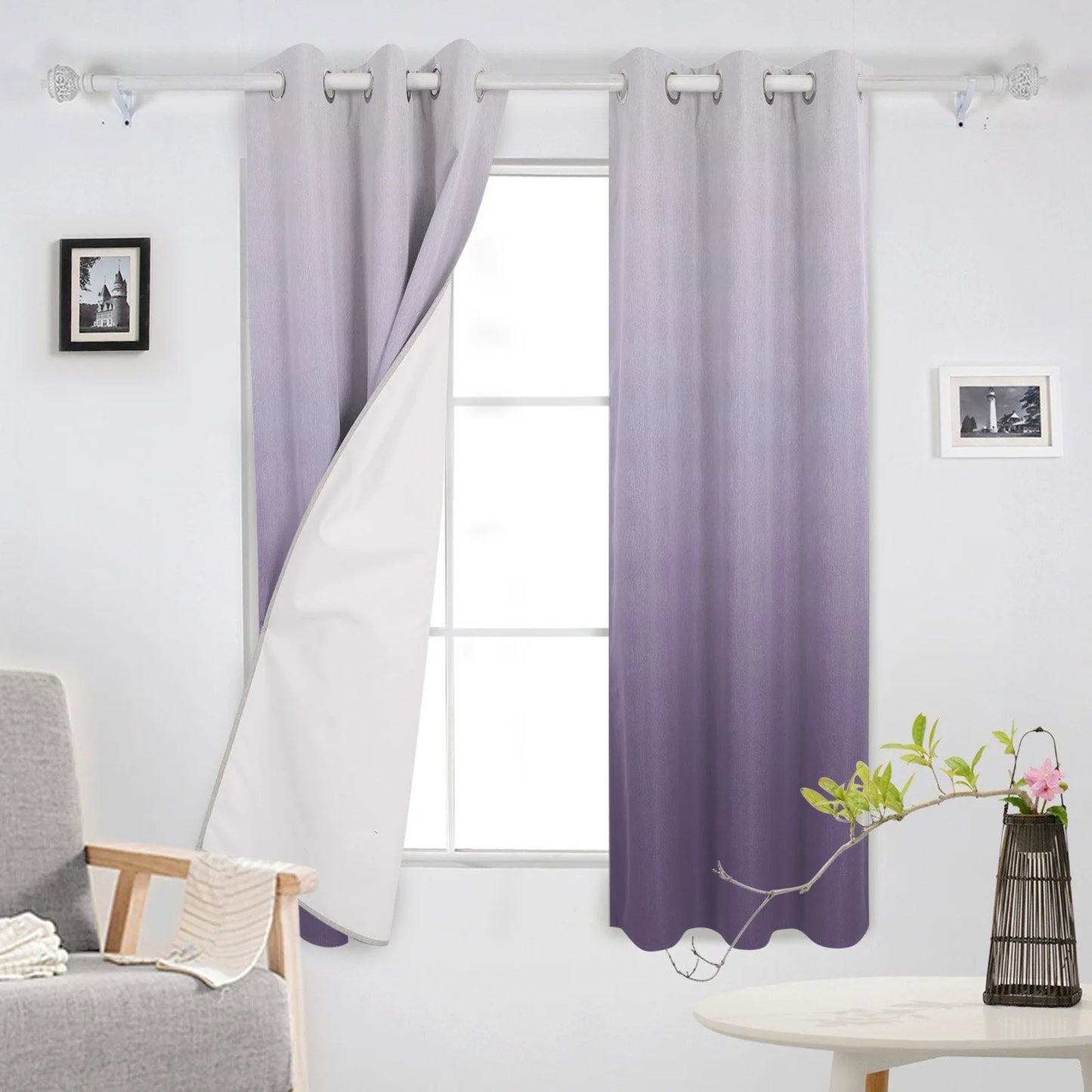 Purple Gradient Blackout Curtains For Bedroom Blinds Drapes Window Curtains For Living Room High Shading