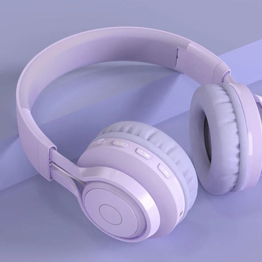 Purple Metal Kids Headphones Blue-tooth Wireless Volume Limited Childrens 10 Meters Head-mounted Headset Dropship