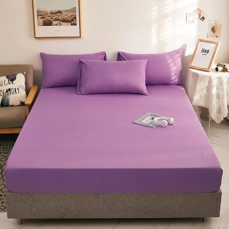 Bonenjoy 1pc Purple Bed Sheet Queen Size funda nordica cama 135 Fitted Sheet King Sheet on Elastic 180x200(without pillowcase