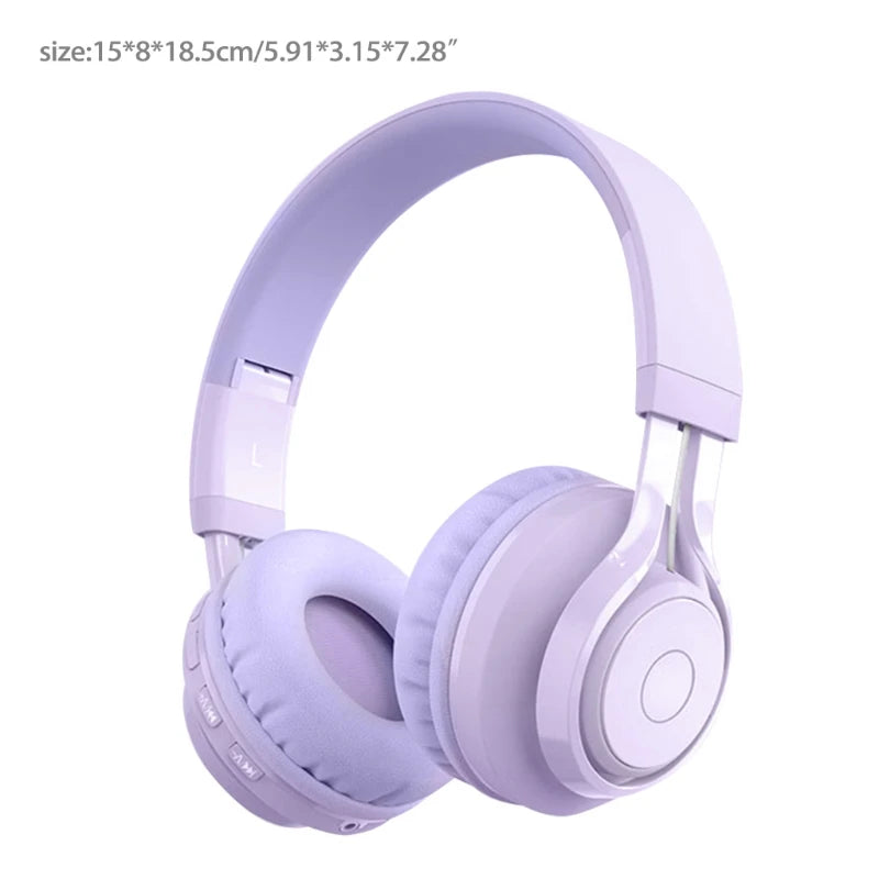 Purple Metal Kids Headphones Blue-tooth Wireless Volume Limited Childrens 10 Meters Head-mounted Headset Dropship