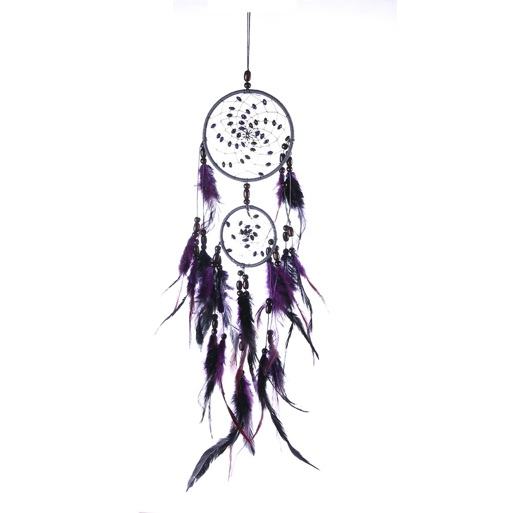 Purple Dream Catchers Feather Crafts Wind Chimes Handmade Indian Dreamcatcher Net for Wall Hanging Car Home Decor