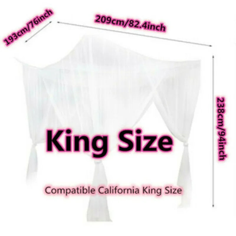 Luxurious Four-Door Big Mosquito Net Square Canopy - King/Queen Double Bed Size, Elegant Purple Netting Bedroom Prevent Insect