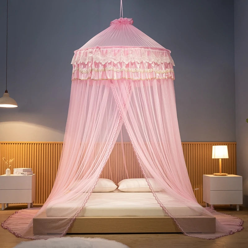 Purple Hung Dome Ceiling Mosquito Net Pink Luxury Lace Romantic Mesh Princess Folding Summer Insect Canopy Beige Home Textile