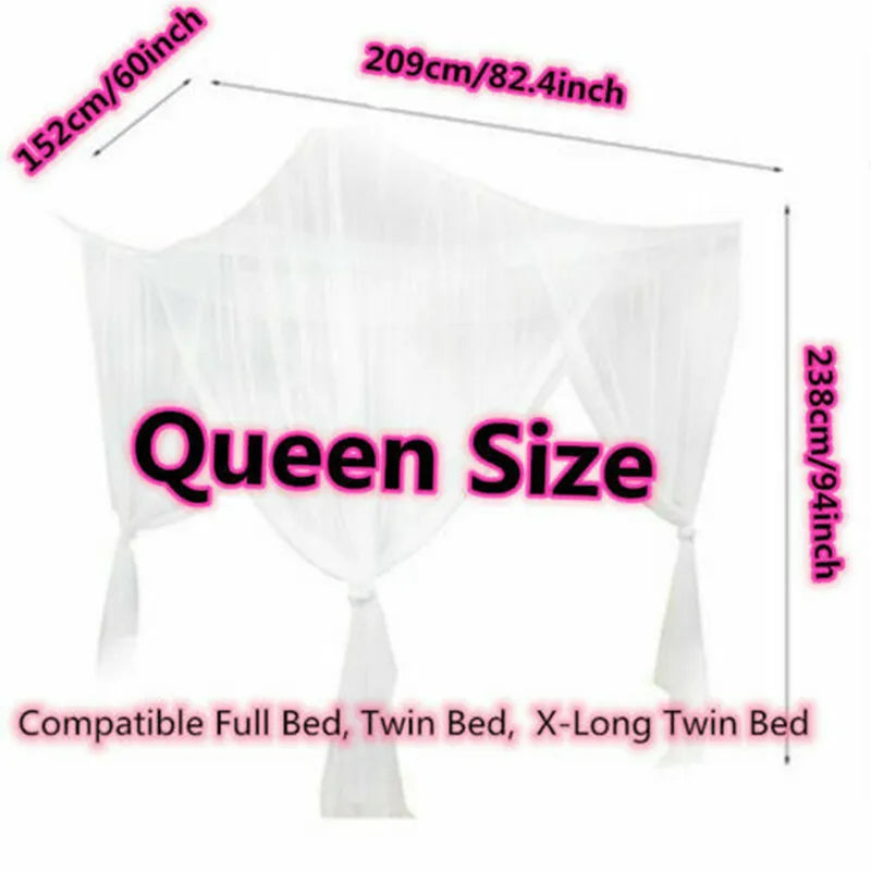 Luxurious Four-Door Big Mosquito Net Square Canopy - King/Queen Double Bed Size, Elegant Purple Netting Bedroom Prevent Insect