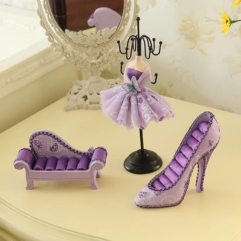 Design of jewelry display shelf rack receive creative home furnishing articles dresser purple bow three-piece suit