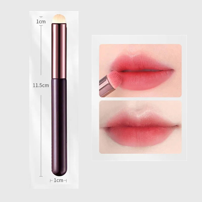 Portable Mini Round Head Lip Brushes Makeup Accessories Mini Makeup Lip Brush with Cover Pink Purple Lipstick Brush for Women