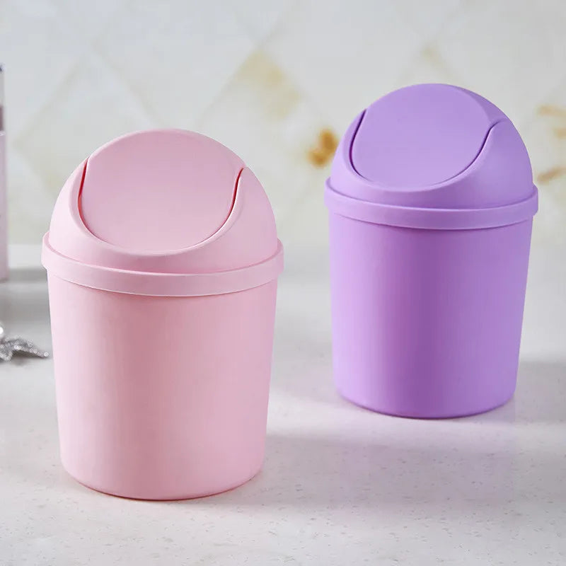 Mini Waste Bin Desktop Home Garbage Basket Table Trash Can Swing for Home Office Table Trash Can Small Waste Bin Office Supplies