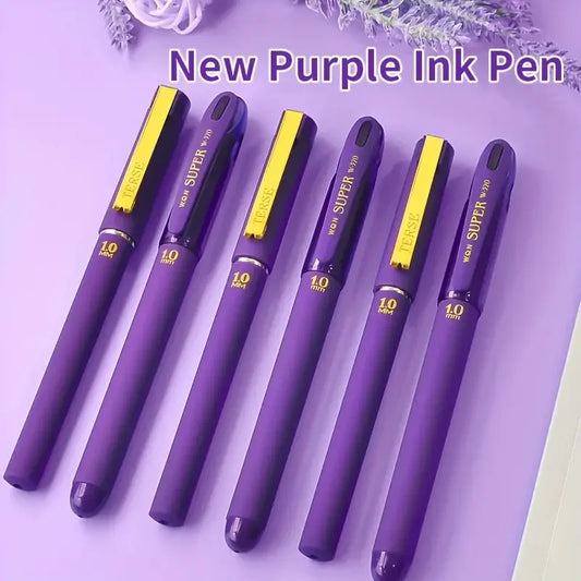 3pcs Purple Ink Gel Pens,, 1.0mm,for Writing, Large Capacity Refill, Office Supplies Back To Sochool