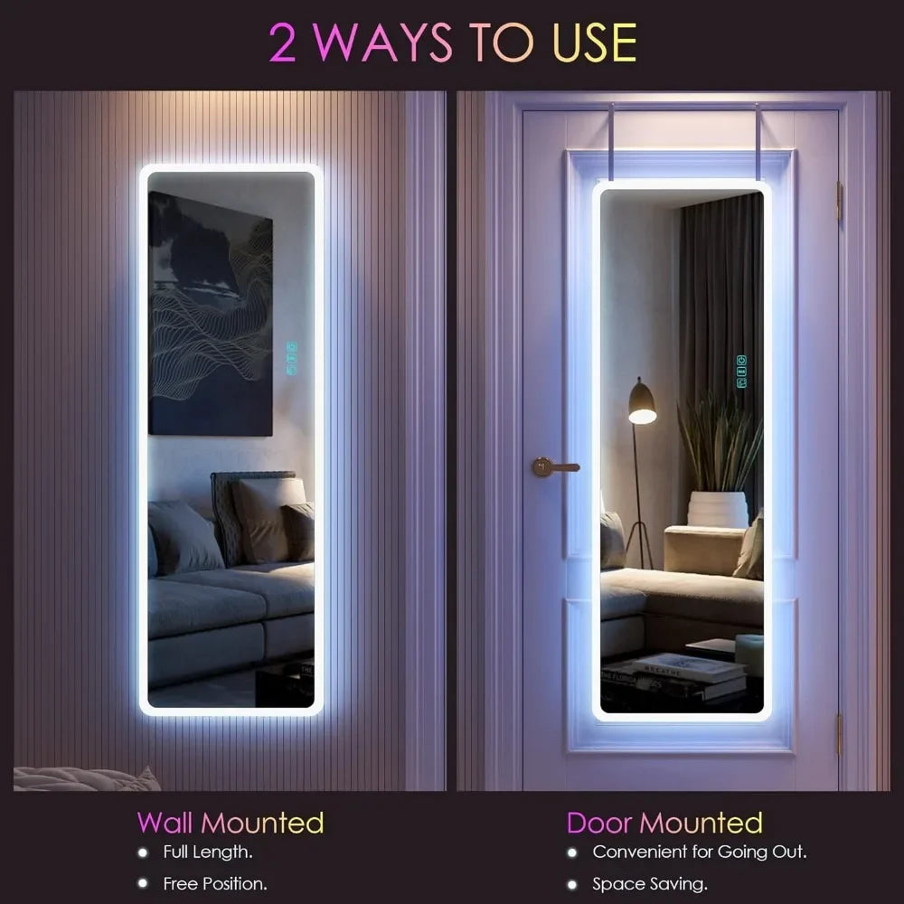 RGB Full Body Mirror Mirrors Full Length Mirror With LED Lights 7" X 16" Freight Free Living Room Furniture Home