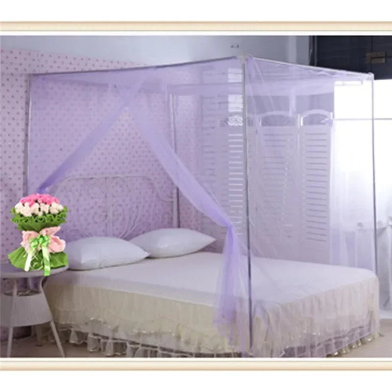 2024 New Double Bed Lace Bed Mosquito Insect Netting Mesh Canopy Princess Full Size Bedding Net Polyester White Pink Blue Purple