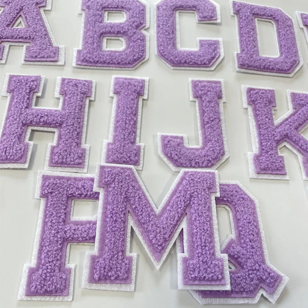 light purple Embroidered Letter Iron On Patch Applique Alphabet Patches For Kid Clothing Bags Name Badge Jeans Accessories