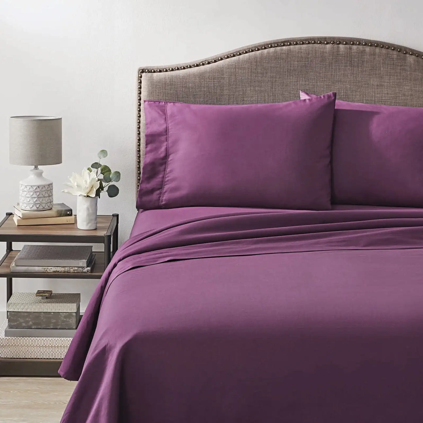 Better Homes & Gardens 300 TC 100% Cotton, Full Bed Sheet Set, Purple Sand