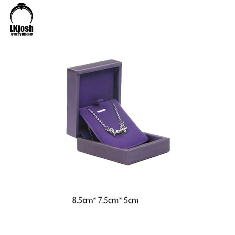 Purple Jewelry Box Brushed PU Leather Ring Box Bracelet Necklace Box Pendant Gift Box Wedding Gift Box Jewelry Storage Box
