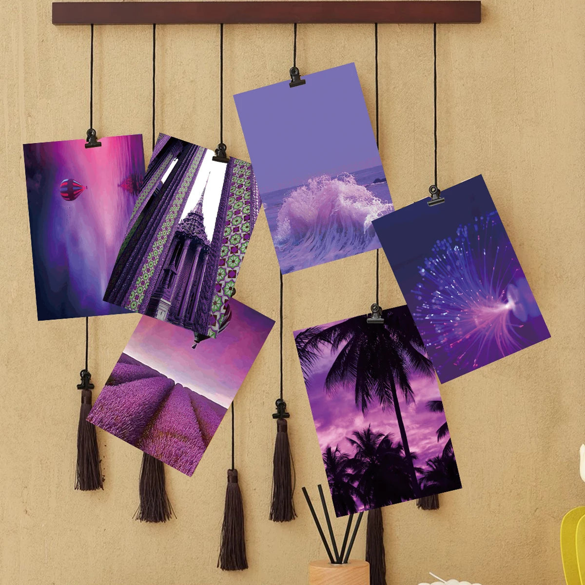 50pcs/set Postcard Set Wall Collage Kit Thick Card Decoration home room decor Wall Charm Purple Pastel Wall Collage Kit