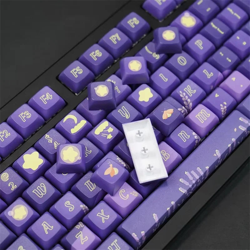 Mechanical Keyboard Lavender Purple XDA Keycap 127 Key Custom Teclado PC Gamer Cartoon PBT Keycap Five Side Dye-Subbed Mx Switch