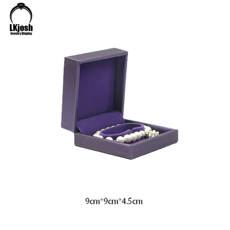 Purple Jewelry Box Brushed PU Leather Ring Box Bracelet Necklace Box Pendant Gift Box Wedding Gift Box Jewelry Storage Box