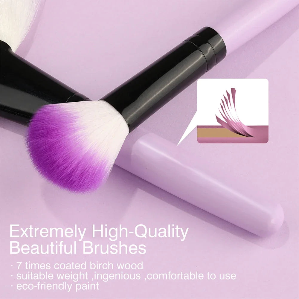 OMGD Makeup Brushes Purple Set For Cosmetic Soft Cute Beauty Foundation Powder Eyeshadow Concealer Blending Makeup Brush Set