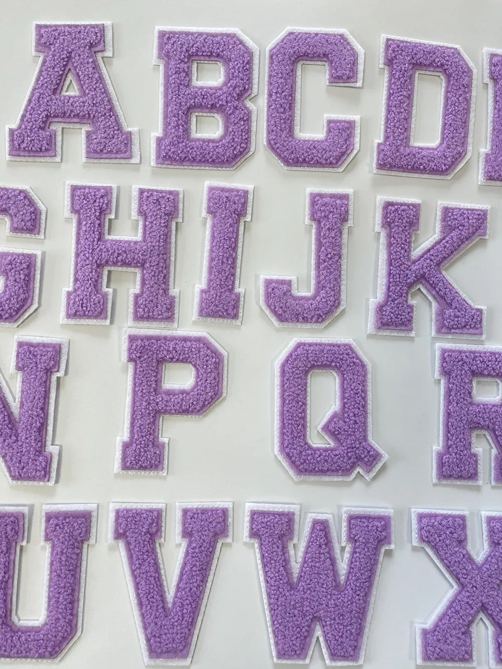 light purple Embroidered Letter Iron On Patch Applique Alphabet Patches For Kid Clothing Bags Name Badge Jeans Accessories