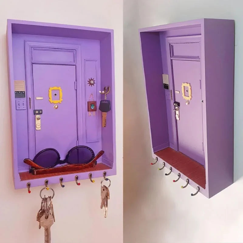 TV Friends Same Style Door Key Hook Shelf Purple Entry Door Monica's Door Frame Wall Organizer Decoration For TV Shows Lovers