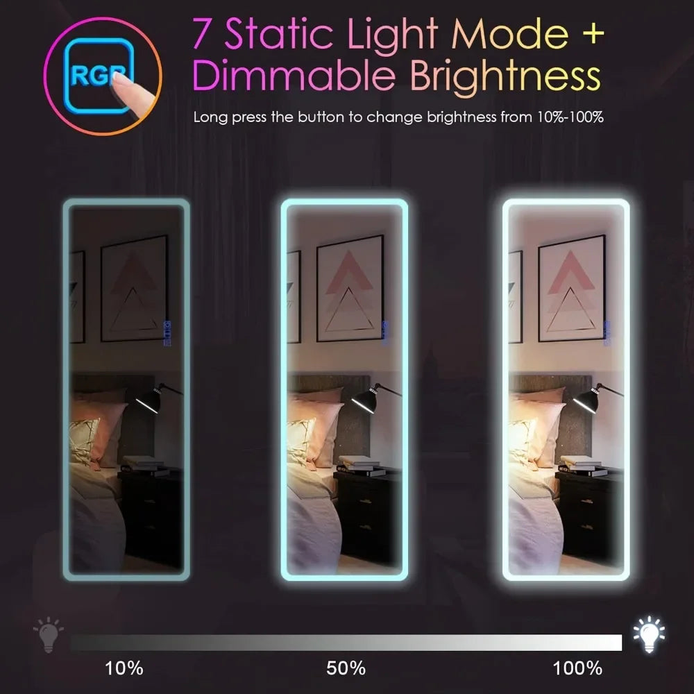 RGB Full Body Mirror Mirrors Full Length Mirror With LED Lights 7" X 16" Freight Free Living Room Furniture Home