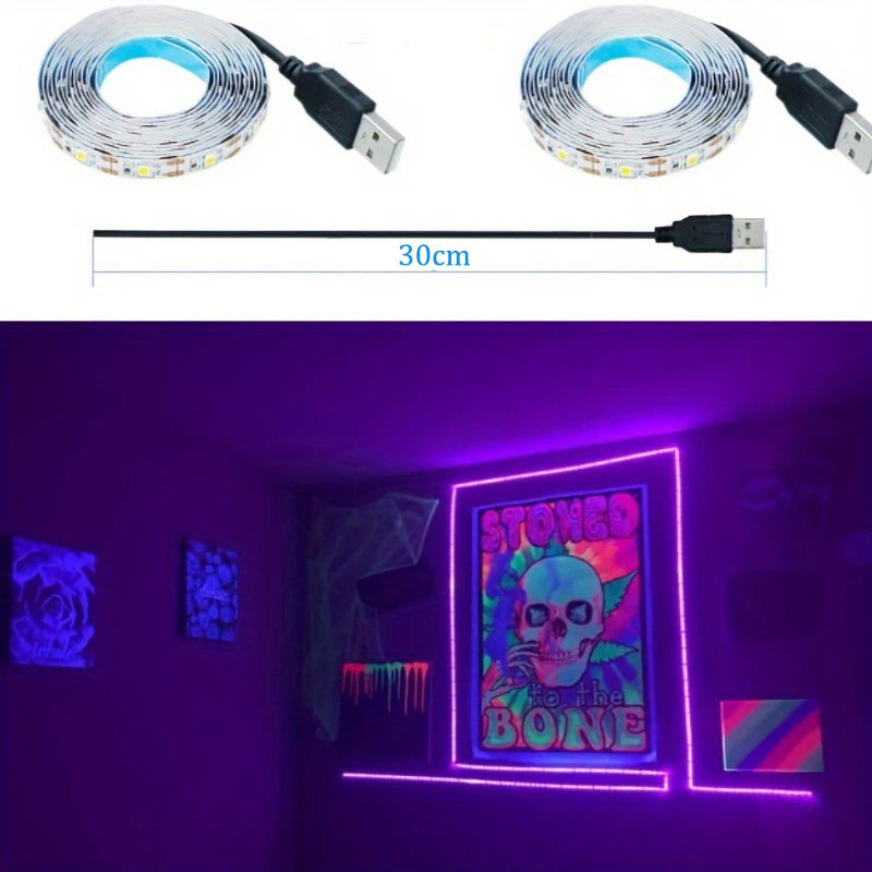 Smart TV Backlight UV Purple 5V USB Led Strip Lights Tape Money Detect Bedroom Gaming Room Decoration Lamp Home Christmas Decor