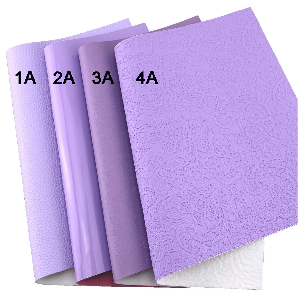 Plain Solid Light Purple Lichee Litch Faux Synthetic Embossed Cross Leather Fabric For Handbags Earring Sewing Bow DIY K003