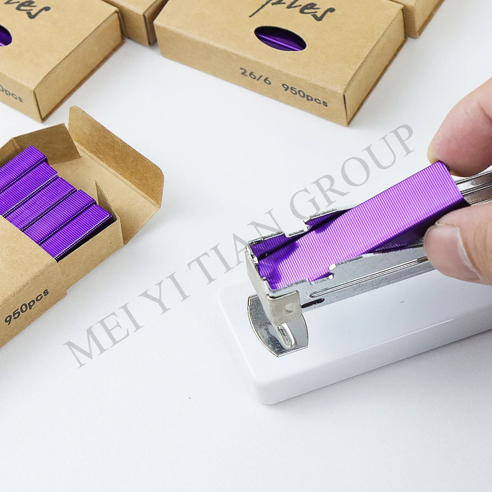 Purple Staples Standard Stapler Staples Refill 26/6 Size 950 Staples per Box for Office School Stapling Stationery Supplies