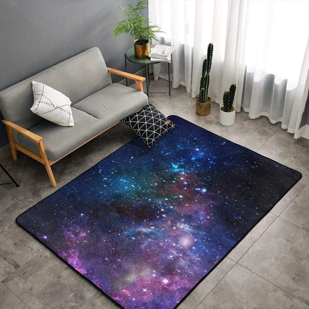 Blue Purple Starry Sky Carpet for Living Room Decor Sofa Table Large Area Rugs Bedroom Bedside Foot Pad Playroom Carpet Alfombra