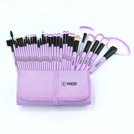 32pcs Makeup Brushes Purple Professional High Quality Natural Hair Cosmetic Foundation Powder Blush Eyeshadow Brush Set