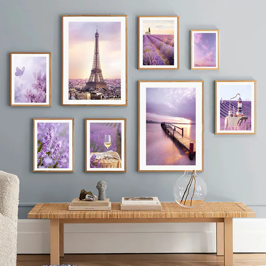 Lavender Purple Beach Landscape Wall Art Canvas Painting Natural Posters And Prints Wall Pictures For Living BedRoom Home Decor