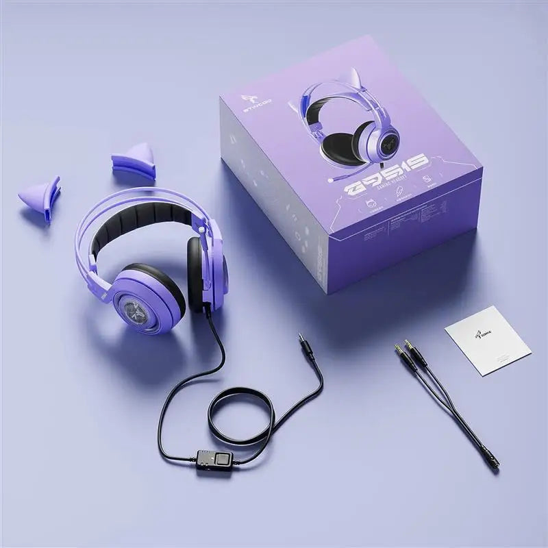 SOMIC G951S Purple Stereo Gaming Headset with Mic for PS4, PS5, Xbox One, PC, Phone, Detachable Cat Ear 3.5MM Noise Reduction