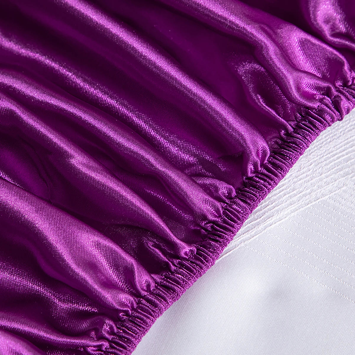 Purple High-End Rayon Satin 4pcs Fitted Sheet Set Silky Solid Color Bed Sheet Elastic Band Sheets Smooth Bedsheet Mattress Cover